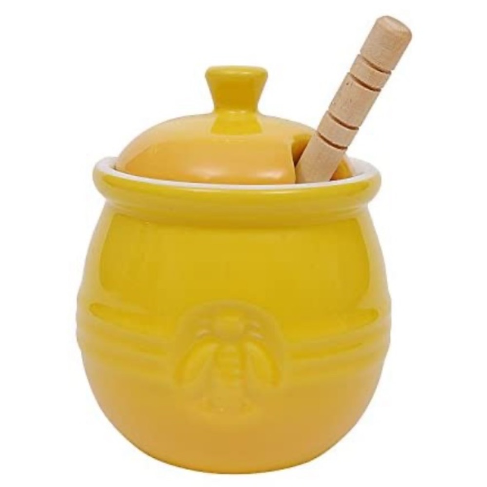 Small Honey Pot w/ lid & dipper (NEW)